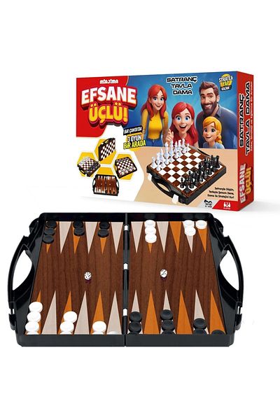 SERA Legendary Bag Backgammon - Checkers - Chess 3-Piece Game Set