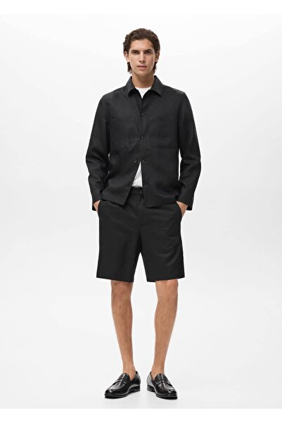 MANGO Man Keten karışımlı elastik bel bermudalar