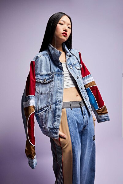 its basic Жіночий тінт червоного кольору, двошаровий, oversize, спеціальний дизайн, джинсова куртка