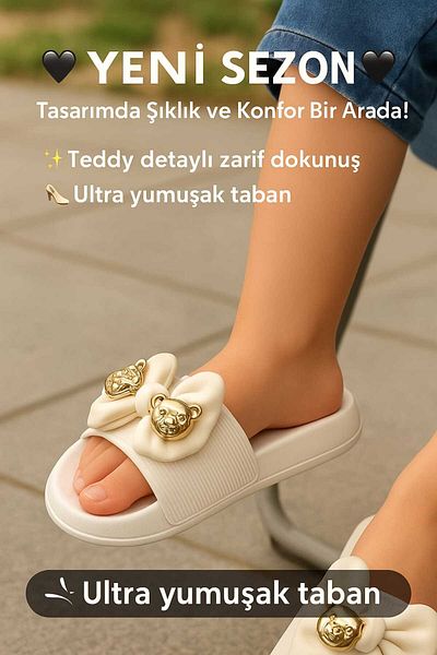 madam gold Bow Figured Non-Slip Sole Children's Slippers Beach Pool Slippers