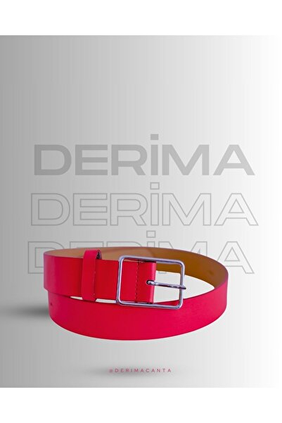 DERİMA حزام جلد صناعي أسود للنساء - مشبك معدني مربع، تصميم عصري وبسيط