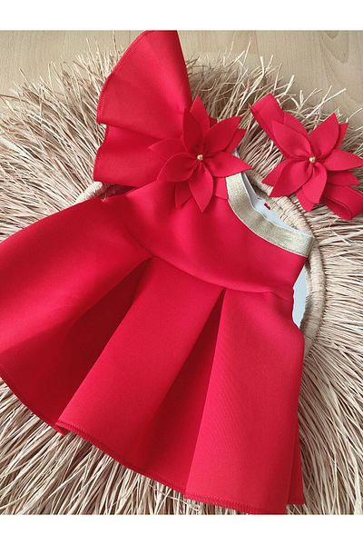 EBRU ÖZÖRGÜCÜ Girl's Red Floral Special Occasion Dress