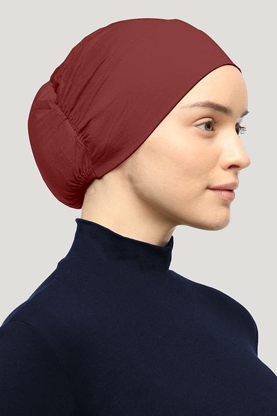 Mesa Charm Women's Hijab Lycra Elastic Non-Slip Combed Cotton Bonnet Claret Red