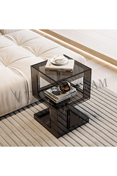 TUVA REKLAM Tuva Reklam Şeffaf Pleksi Lüks Elit Yan Sehpa Ünite Komodin Salon...