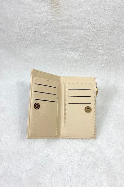 Mazel Design Cream Basic Zippered Wallet