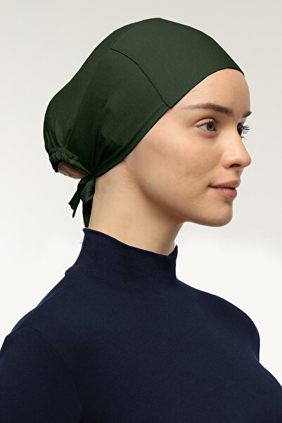 Mesa Charm Women's Hijab Lycra Lace-Up Non-Slip Combed Cotton Bonnet Khaki