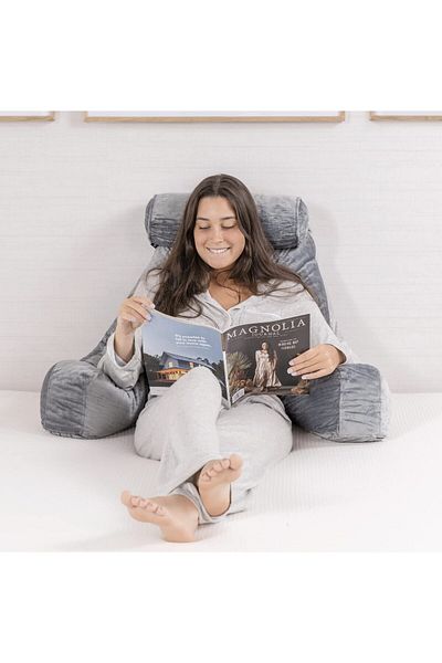 LEAXOR Ergonomic Reading Pillow with Armrests, Soft/Resistant/Versatile, 65x46x28CM, Grey