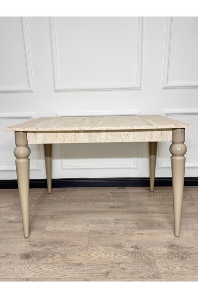 ECCES BB Mutfak Masası MDF Sabit 70X110 Yemek Masası Mermer Desen Traverten MDF Çalışma Masası Balkon Masası