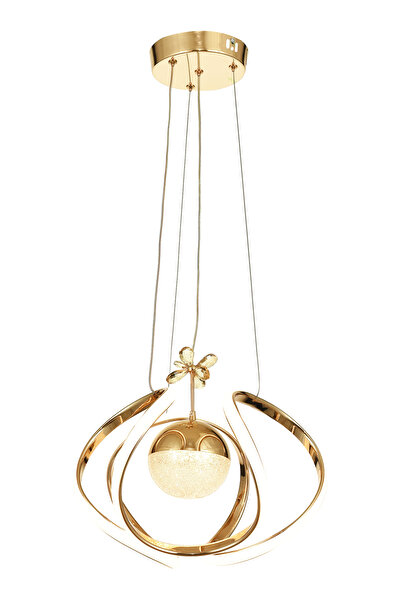 Avizemoda Vira Tekli Dimmer Kumandalı 3 Renk Ledli (Sarı-Beyaz-Gün Işığı) Modern Sarkıt Avize - Gold