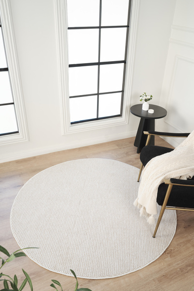 Livset Yumuşak Bukleli Yuvarlak Krem Bej Halı Oturma Odası Salon Mutfak Koridor Çocuk Odası Halısı K144a