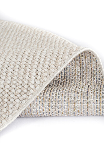 Livset Yumuşak Bukleli Yuvarlak Krem Bej Halı Oturma Odası Salon Mutfak Koridor Çocuk Odası Halısı K144a