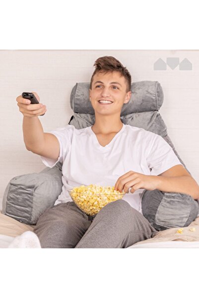 LEAXOR Ergonomic Reading Pillow with Armrests, Soft/Resistant/Versatile, 65x46x28CM, Grey