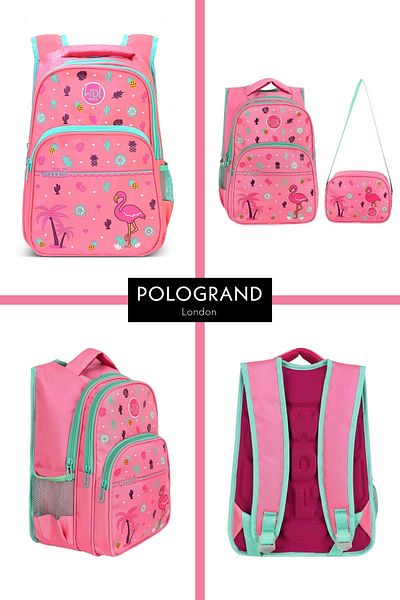 POLOGRAND London Geantă de prânz originală Cadou Geantă de școală pentru fete cu volum mare, fără transpirație, cu suport pentru spate