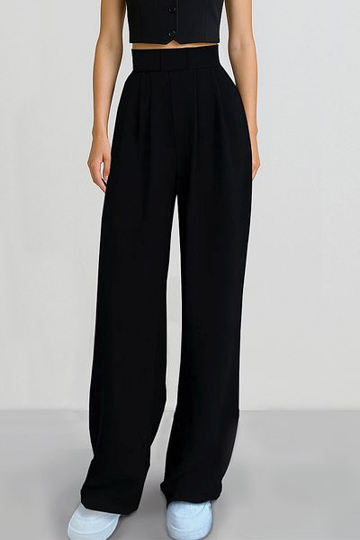 M&N Women's Velcro High Waist Wide Leg Palazzo Trousers