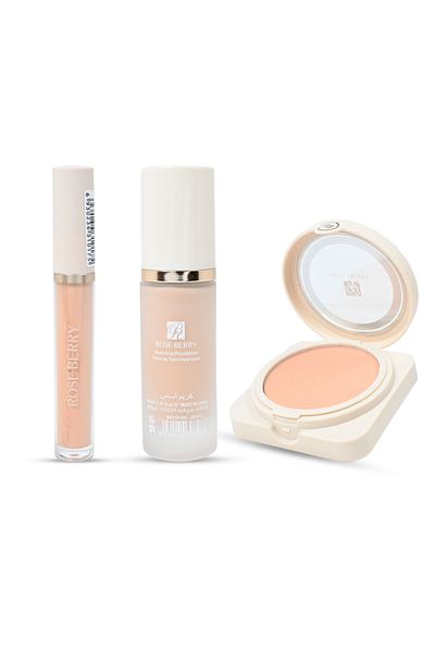 roseberry Skin Focus Face Kit | Foundation, Pressed Powder, and Concealer for Perfect, Natural Coverage