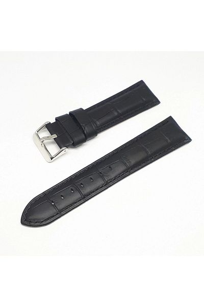 Golf 22mm Brand Black Croco Genuine Leather Watch Band