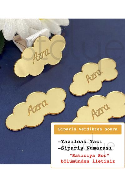 estölye Cloud Model - Gold Color Plexi Adhesive Baby Gift - 30 Pieces