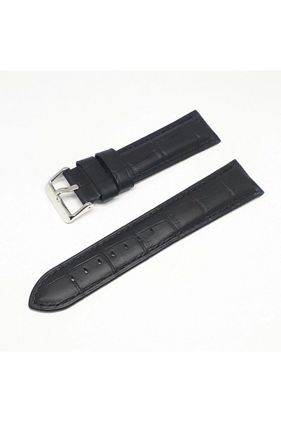 Golf 20mm Brand Black Croco Genuine Leather Watch Band