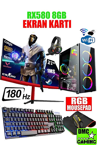 Dmc N137x Windows 11 Reyzen 5 5500,32GB 3200MHZ,512GB M2,8GB RX580,27''180hz Oyuncu Masaüstü Bilgisayarı