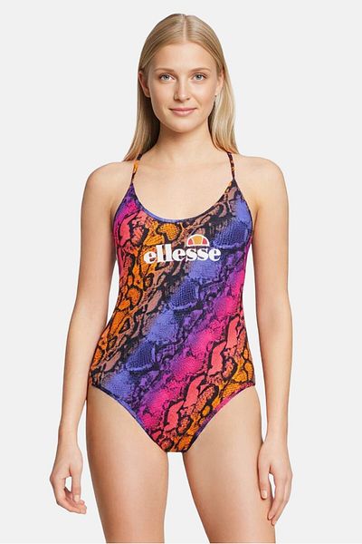 Ellesse Women One Piece Padded Snake Skin Swimsuit, Multicolor