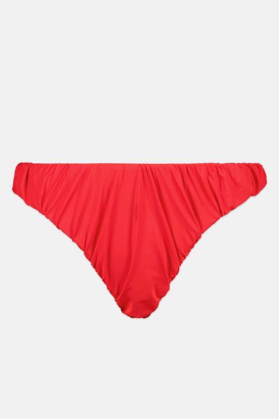 Asos Design Women Solid Mesh Bikini Bottom, Red