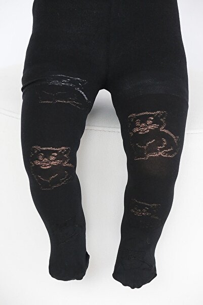 Daymod Kız Bebek Siyah Tekir Desenli Külotlu Çorap