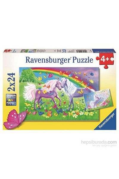 RAVENSBURGER 2X24P Puzzle Rainbow Horses