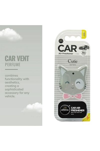 Generic Aroma Cutie Series Cat Car Air Freshener – Blueberry Scent, Long Lasting, Easy Clip-on Design