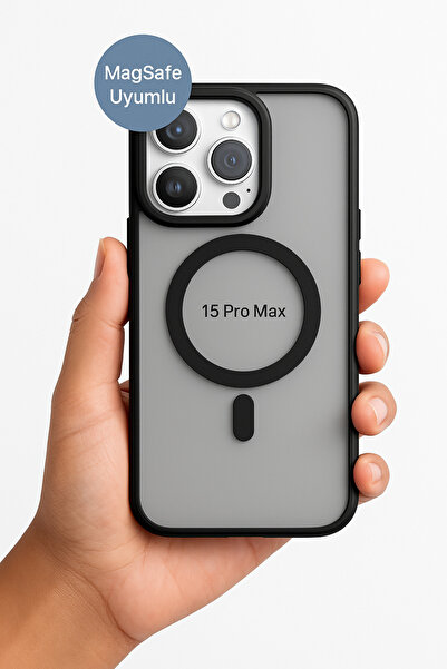 Apple Iphone 15 Pro Max Kılıf Mat Magsafe Şarj Özellikli Darbe Önleyici Hassas Buton Yumuşak Kenar