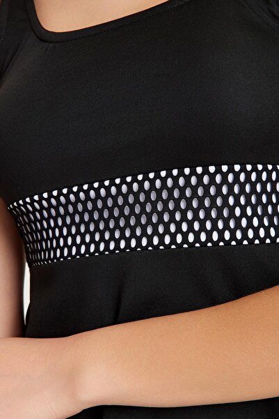 Signature Style 2236_kadın Askılı File Detaylı Likralı 2 Parça Yarı Kapalı Deniz/havuz Mayosu Siyah