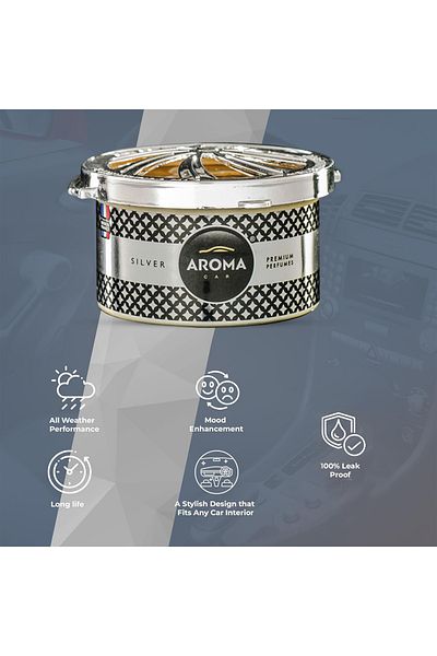 Generic Aroma Car Air Freshener Silver 40g Premium Dashboard Perfume