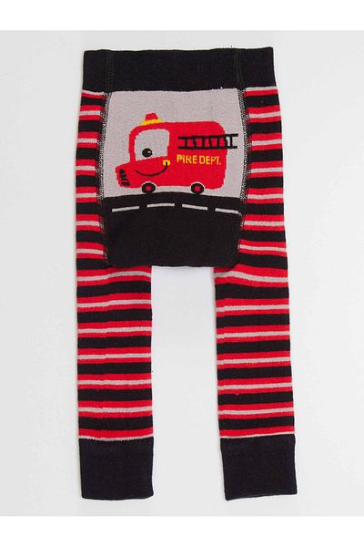 Denokids Colanți-Pantaloni tricotați în dungi pentru bebeluș pompier