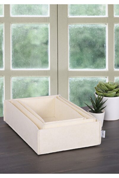 HOMİNG Σετ καλαθιού οργάνωσης 3 τεμαχίων κρέμας πολλαπλών χρήσεων Hmy-6271