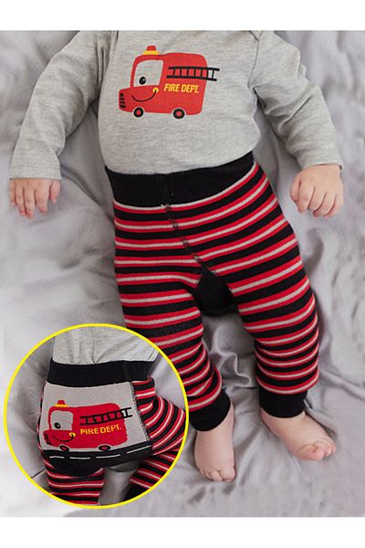 Denokids Colanți-Pantaloni tricotați în dungi pentru bebeluș pompier