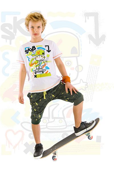 MSHB&G Boy's Summer Suit - Skateboard Splash T-shirt and Capri