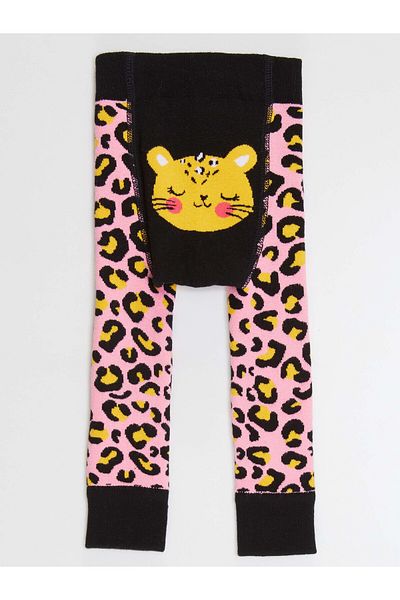 Denokids Leopard Baby Girl Pink Jambiere-pantaloni