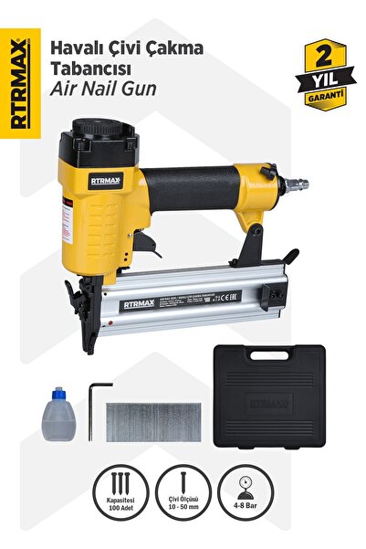 Rtrmax Rtm0138 Havalı Çivi Çakma Tabancası 10-50mm Çantalı