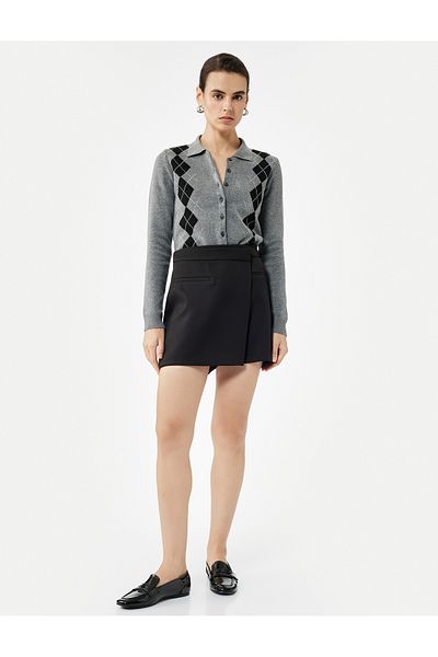 Koton Fleto Pocket Detailed Double Breasted Mini Shorts Skirt