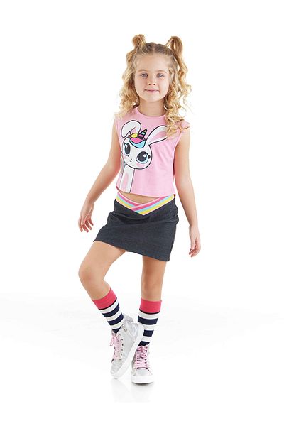 Denokids Unicorn Rabbit Girl's T-shirt Skirt Set