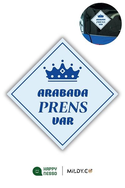 Happynesso Autocolant „Atenție, există un prinț în mașină” – Etichetă de avertizare pentru geamul mașinii de 10x10 cm
