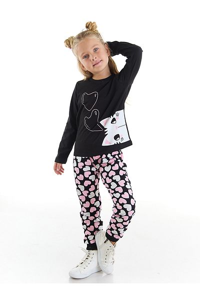 Denokids Heart Cat Girls T-shirt Trousers Set