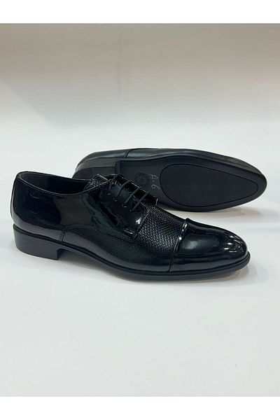 Greyybull Shoes Pantofi pentru bărbați din piele lacuită neagră