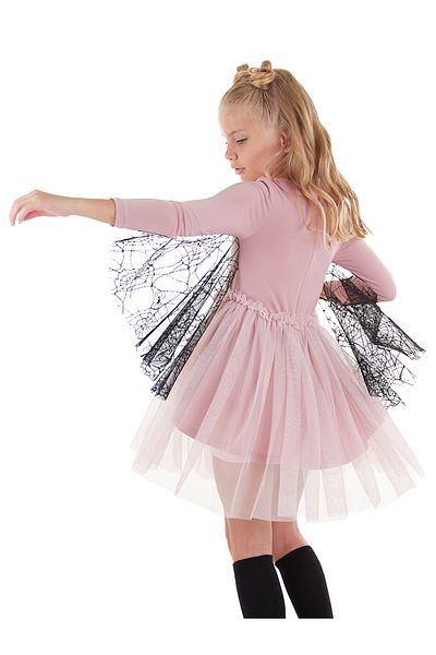 Denokids Rochie pentru fetiță din tul roz - design păianjen de Halloween