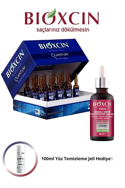 Bioxcin Quantum Serum 15X6Ml + Forte Serum 50ml Double Advantage Package + 100 Facial Cleansing Gel