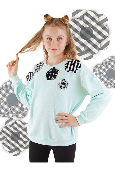 MSHB&G Hanorac Mint cu Motiv Floral Pentru Fata