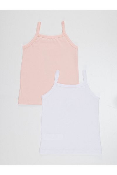 Denokids Girl's Pink-white 2-Piece Undershirt Set