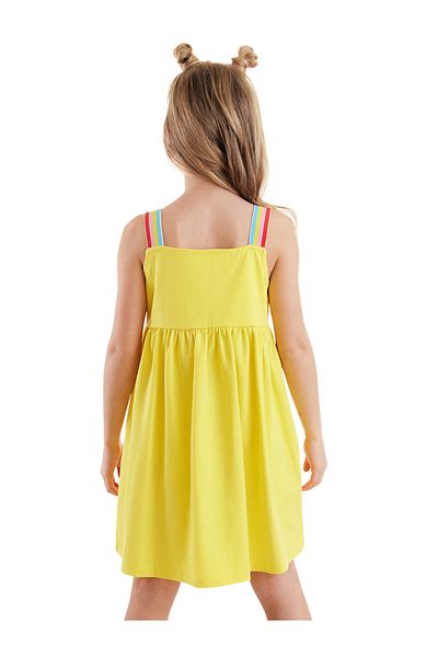 Denokids Κίτρινο κοριτσίστικο καλοκαιρινό φόρεμα Frilly Strappy - Bee Girl's