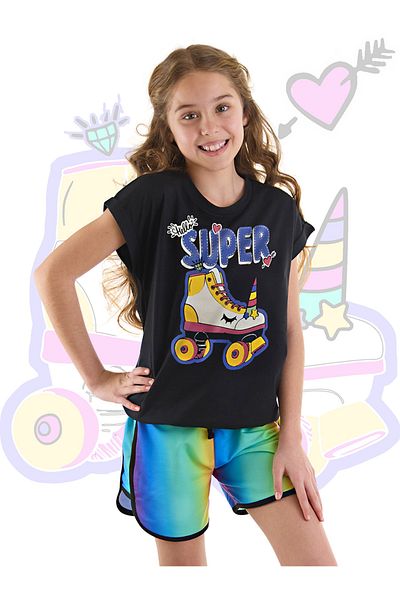 MSHB&G Unicorn Patterned Girl's Summer Set - T-shirt and Shorts