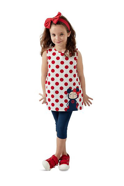 Denokids Polka Dotted Lily Girl's Tunic Tights Set