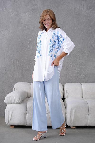 BURRASCA Oversize Linen Set with Embroidered Stones